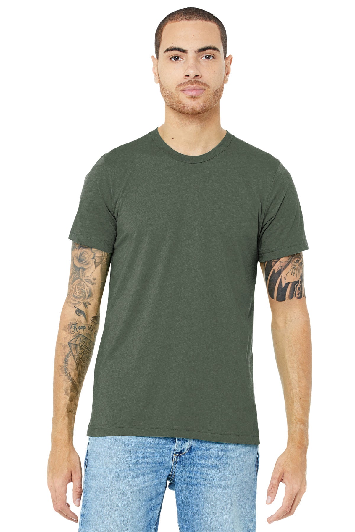 BC3413-MilitaryGreenTriblend-XS