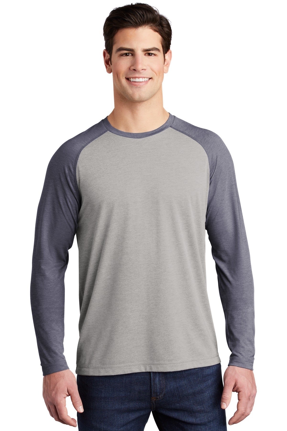 ST400LS-TrueNavyHeatherLightGreyHeather-XS