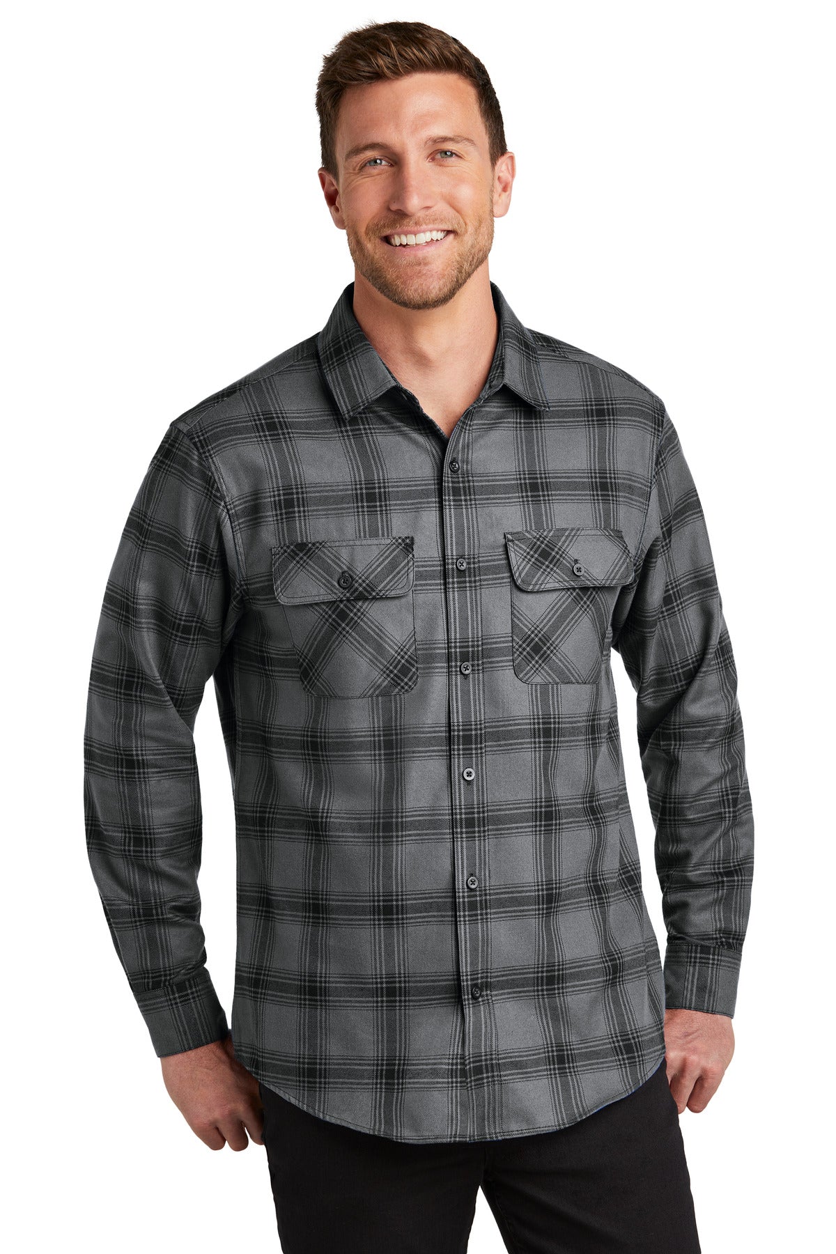 W668-GreyBlackOpenPlaid-2XL